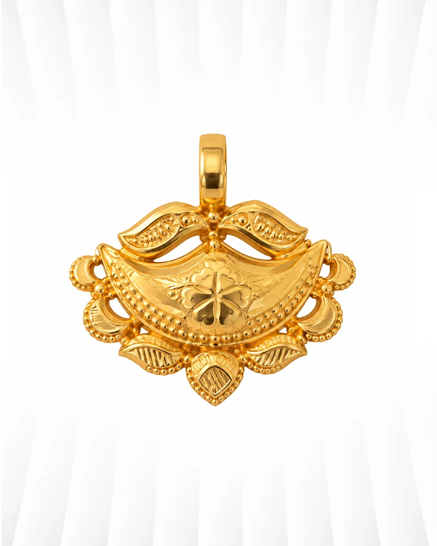 Floral Bow & Leaf Motif Pendant