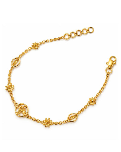 Floral Leaf Gold Chain Bracelet