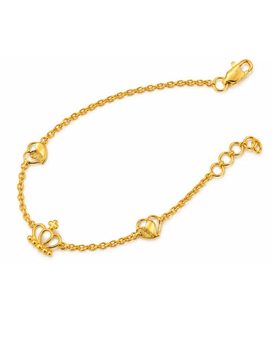 Heart & Bow Gold Bracelet