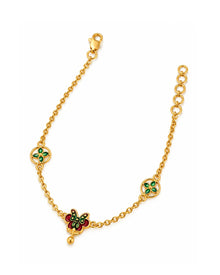 Floral Butterfly Enamel Gold Bracelet