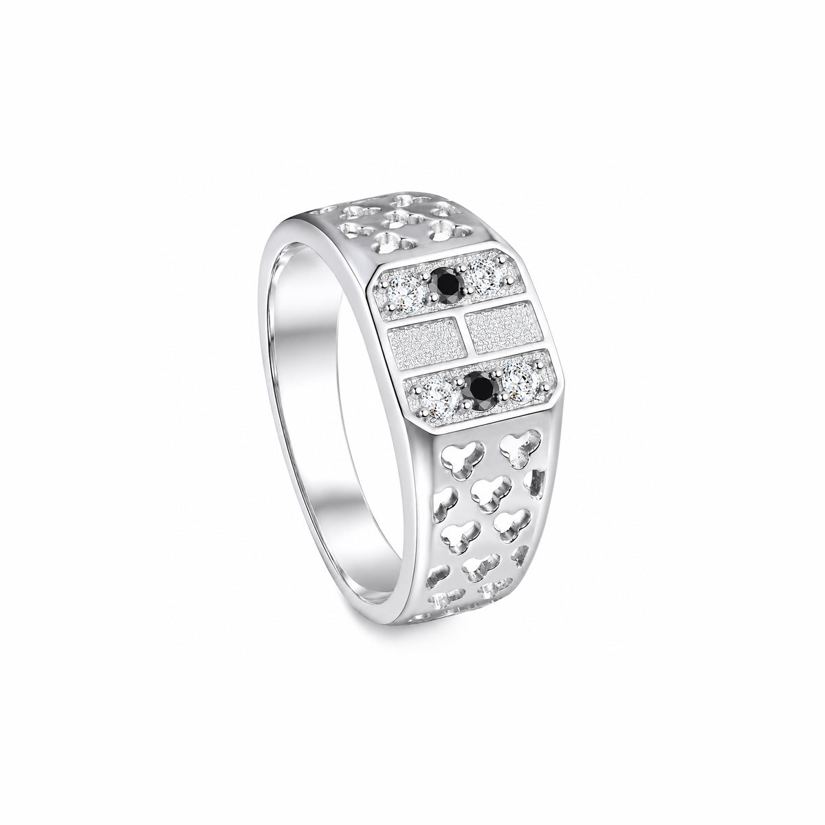 Elegant Octagonal Pattern Silver Ring