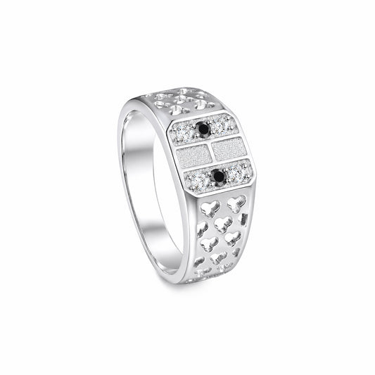 Elegant Octagonal Pattern Silver Ring