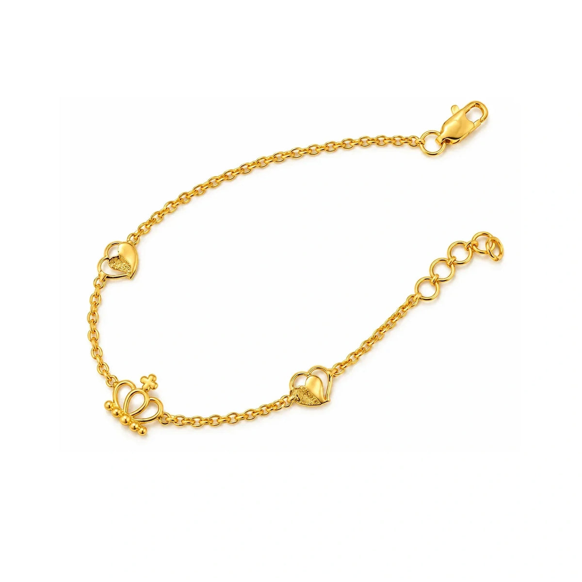 Heart & Bow Gold Bracelet