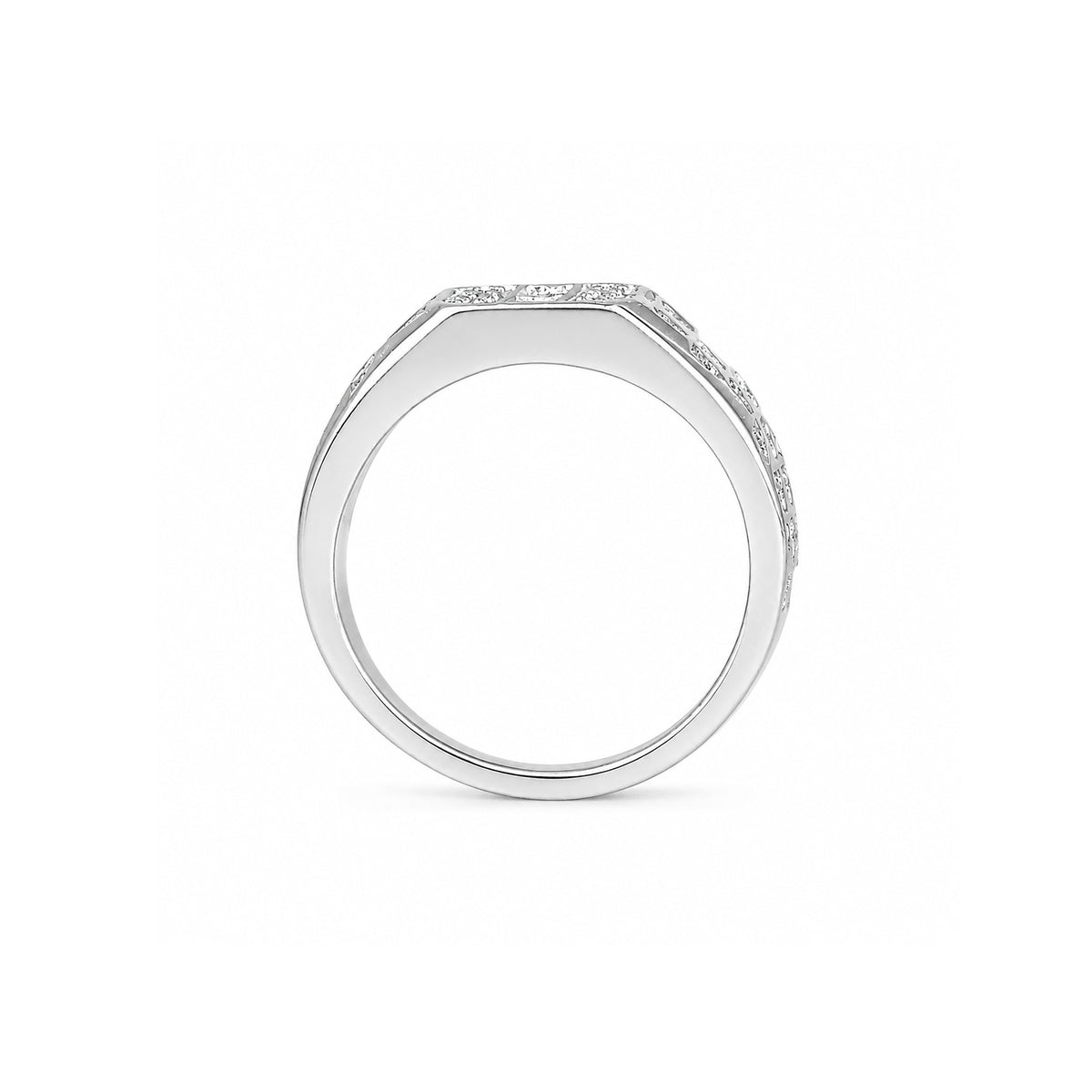 Elegant Octagonal Pattern Silver Ring