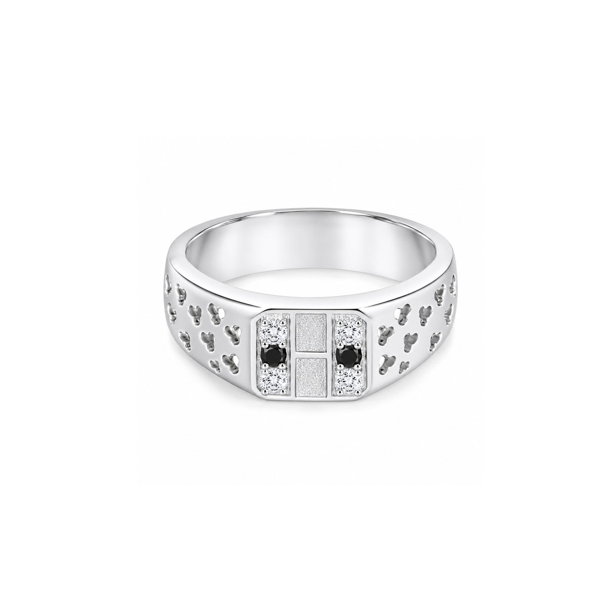 Elegant Octagonal Pattern Silver Ring