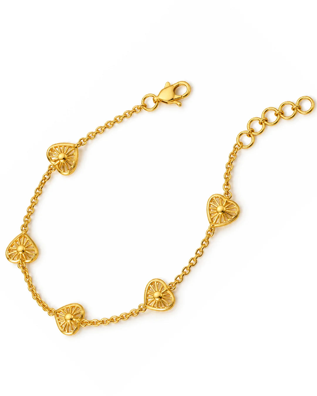Heart Motif Gold Chain Bracelet