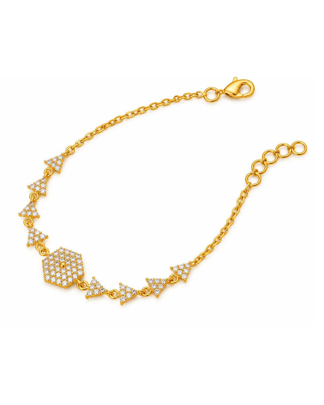 Elegant Gold Floral CZ Chain Bracelet