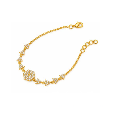 Elegant Gold Floral CZ Chain Bracelet