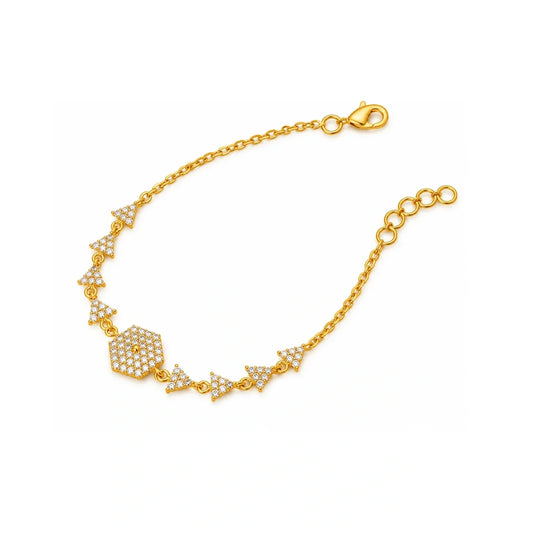Elegant Gold Floral CZ Chain Bracelet