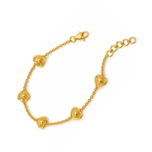 Heart Motif Gold Chain Bracelet