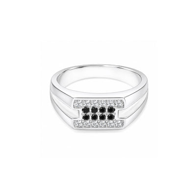 Elegant Black & White Stone Silver Ring