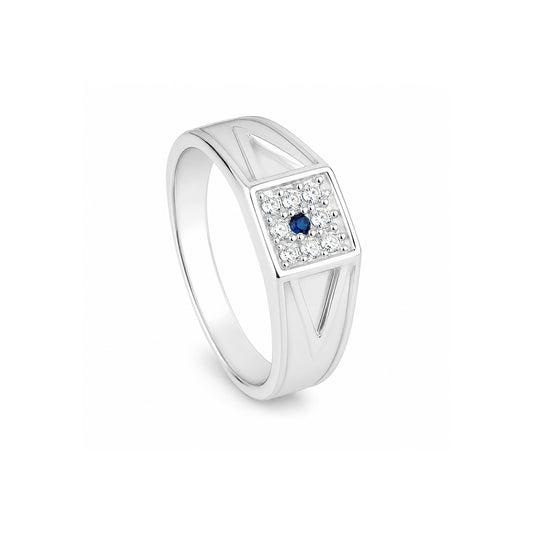 Geometric Hexagon Stone Silver Ring