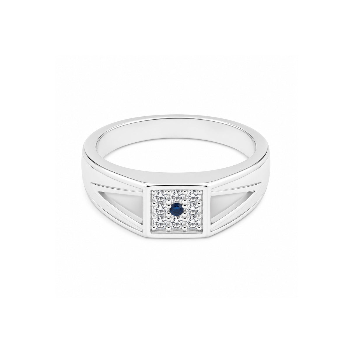 Geometric Hexagon Stone Silver Ring