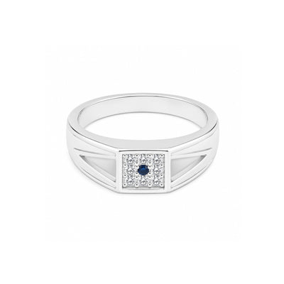Geometric Hexagon Stone Silver Ring