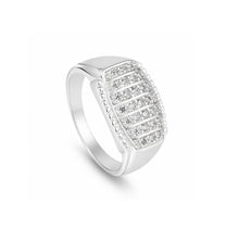 Elegant Multi-Row Stone Silver Ring