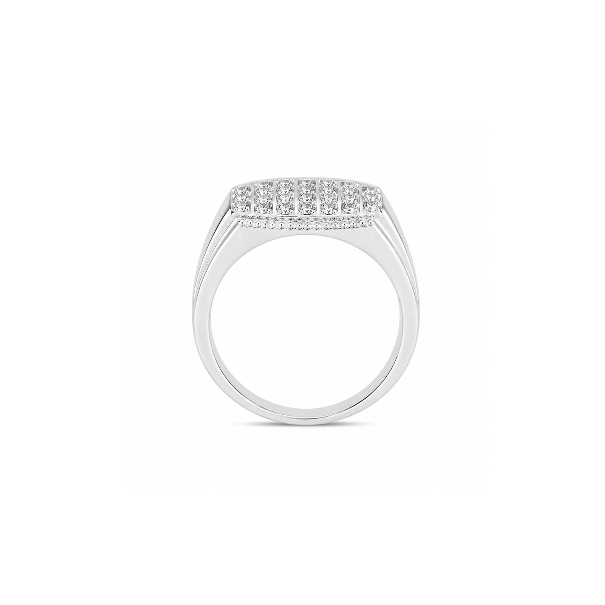 Elegant Multi-Row Stone Silver Ring