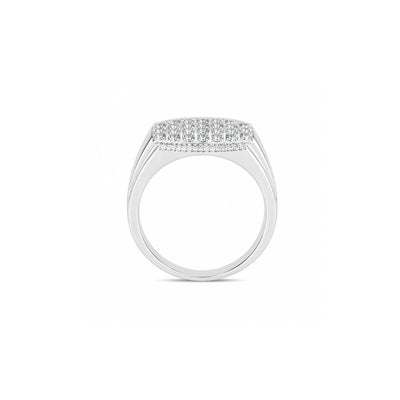 Elegant Multi-Row Stone Silver Ring