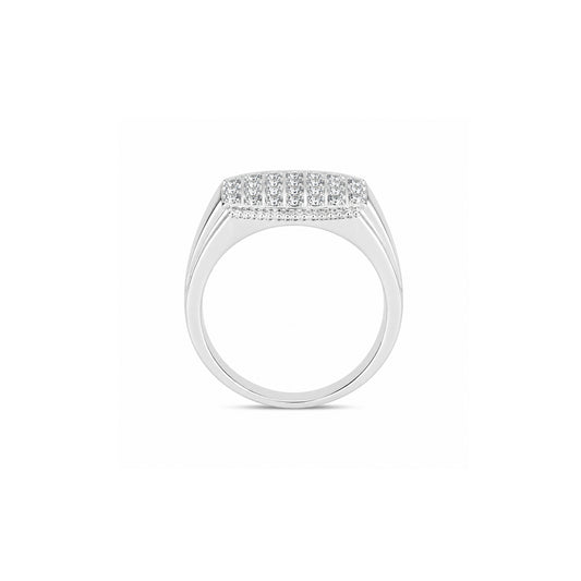 Elegant Multi-Row Stone Silver Ring