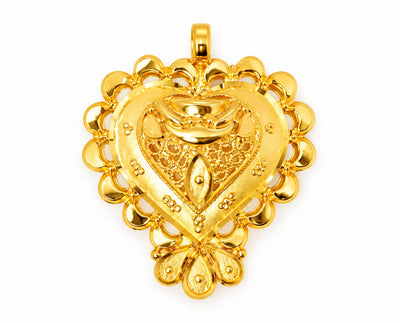 Traditional Gold Finish Heart-Shaped Pendant