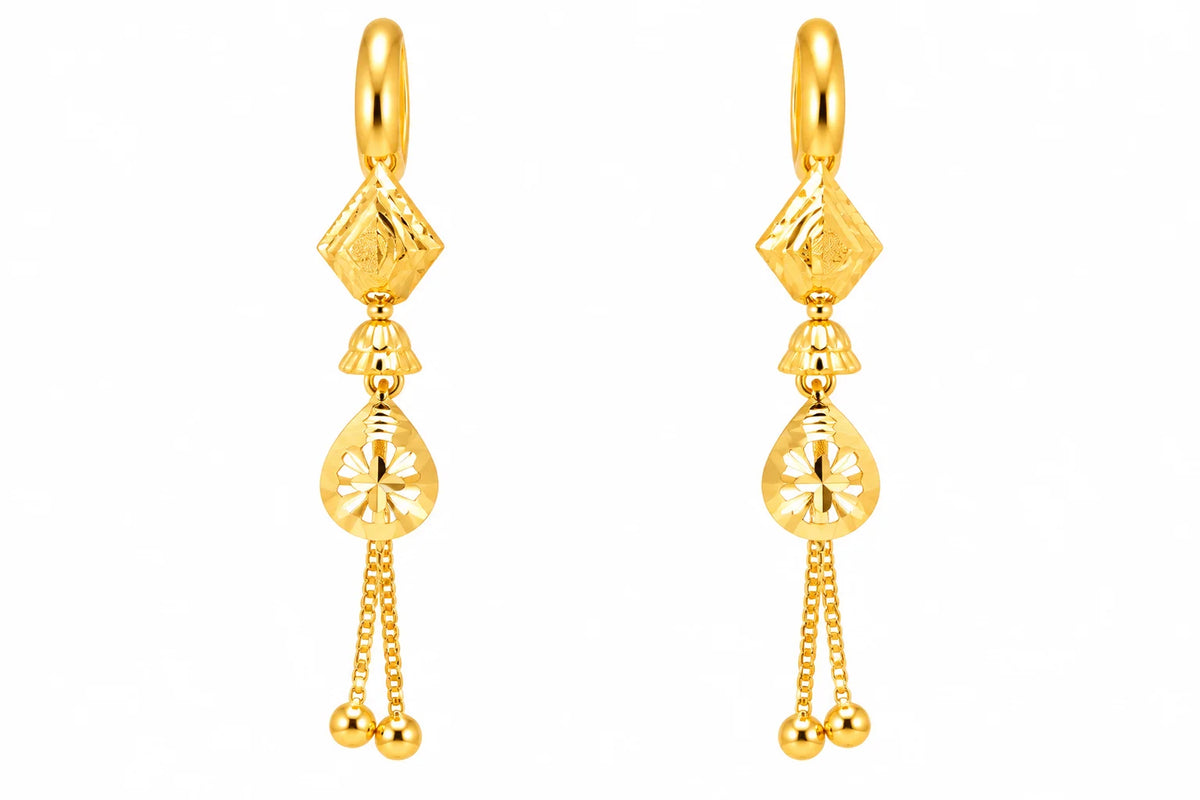 Floral Teardrop Drop Earrings