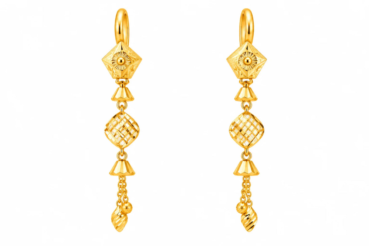 Geometric Lattice Drop Earrings