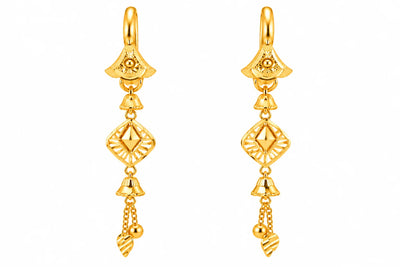 Gold Finish Geometric Jhumka Drop Earrings