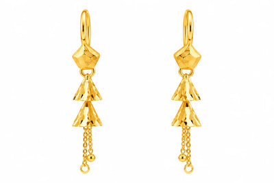 Gold Finish Double Jhumka Drop Earrings