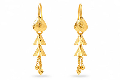 Gold Finish Double Jhumka Drop Earrings