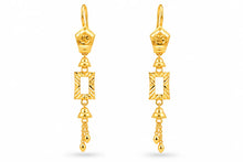 Gold Finish Geometric Long Drop Earrings