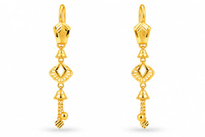 Gold Finish Geometric Drop Earrings
