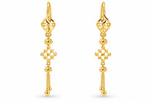Gold Finish Geometric Floral Drop Earrings