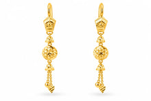 Gold Finish Floral Medallion Drop Earrings