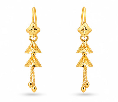 Elegant Double Jhumka Gold Finish Drop Earrings