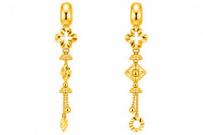 Floral Geometric Long Drop Earrings