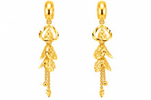 Floral Leaf Cluster Long Drop Earrings