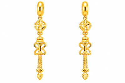Floral Butterfly Long Drop Earrings