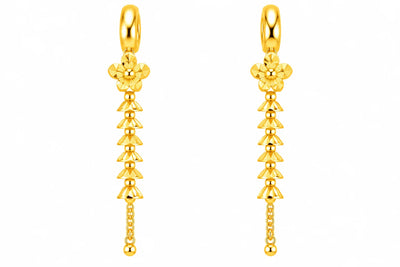 Floral Beaded Long Drop Earrings