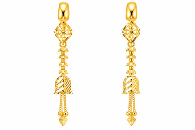 Floral Leaf Long Drop Earrings