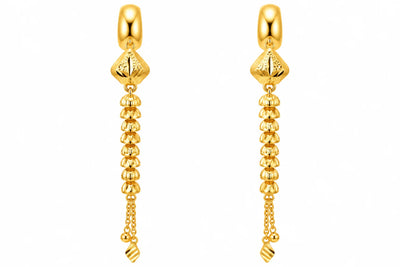 Elegant Long Drop Gold Earrings