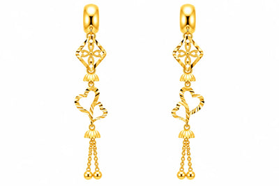 Heart Motif Long Drop Earrings