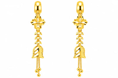 Floral Leaf Long Drop Earrings