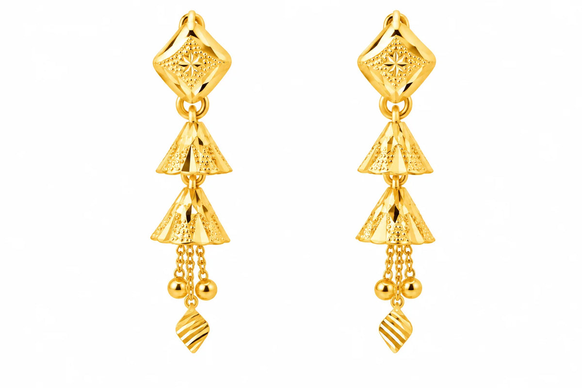 Diamond Jhumka Long Drop Earrings