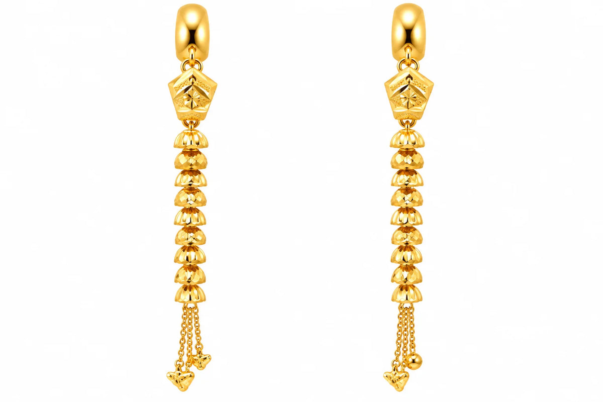 Long Drop Earrings – Layered Bead Design