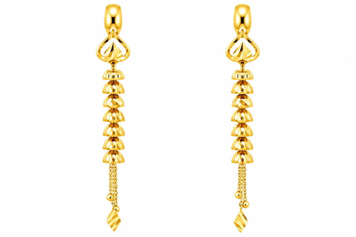 Long Drop Earrings – Layered Jhumka Design