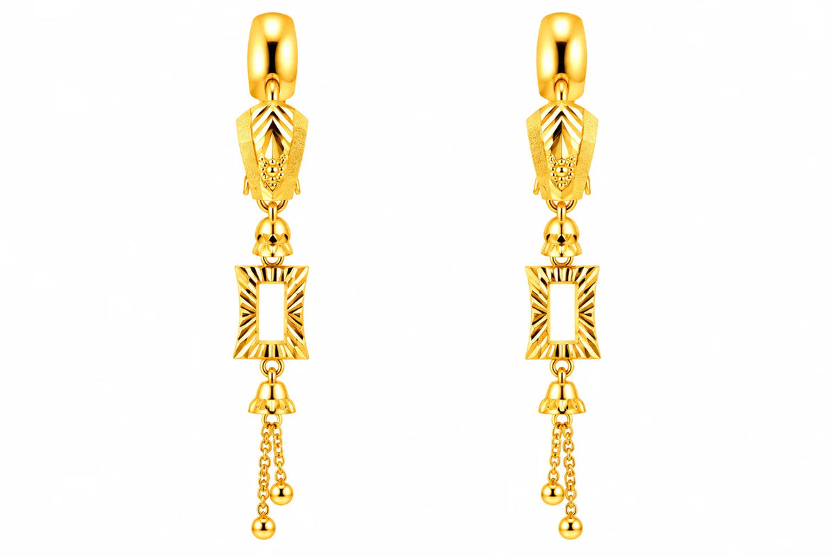Long Drop Earrings – Geometric Frame Design