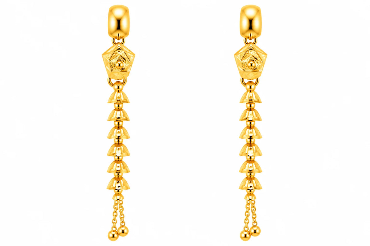 Long Drop Earrings – Geometric Jhumka Design