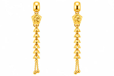 Long Drop Earrings – Geometric Jhumka Design