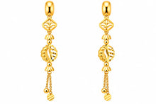 Long Drop Earrings – Floral Geometric Design