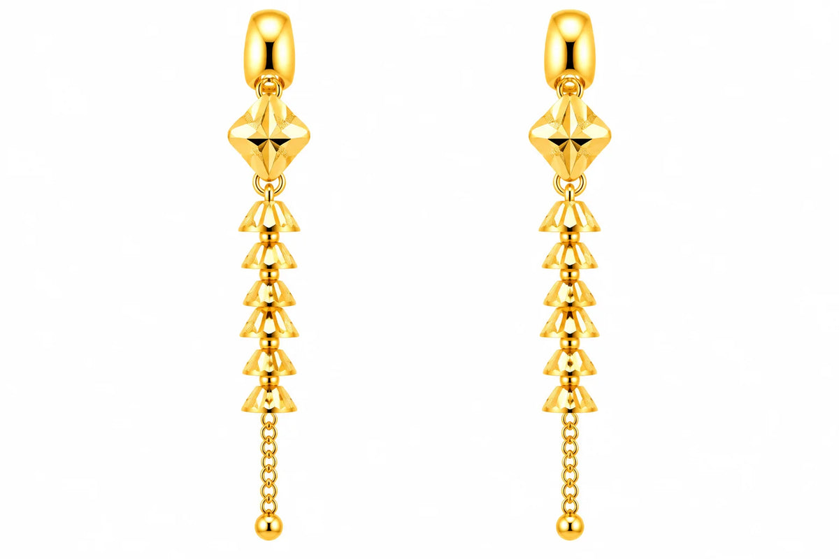 Long Drop Earrings – Geometric Layered Design