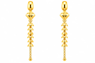 Long Drop Earrings – Geometric Layered Design